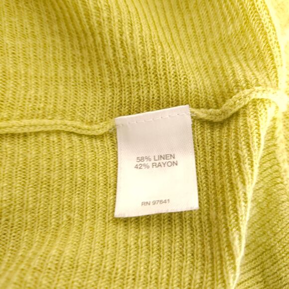 J. Jill Womens Large Petite Yellow Linen Rayon Blend Elbow Length Blouse Shirt - Picture 4 of 7